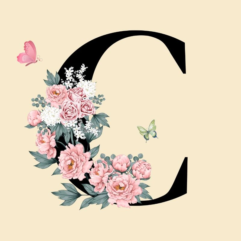 Buchstabe c rosa Blumen