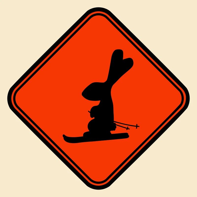Rabbit Warning Sign Ski Bunny Skiing Skiing
