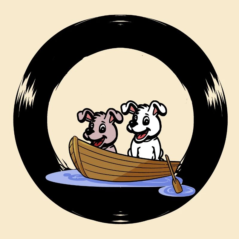 Hunde Boot Ruderboot Paddelboot Seefahrt rudern