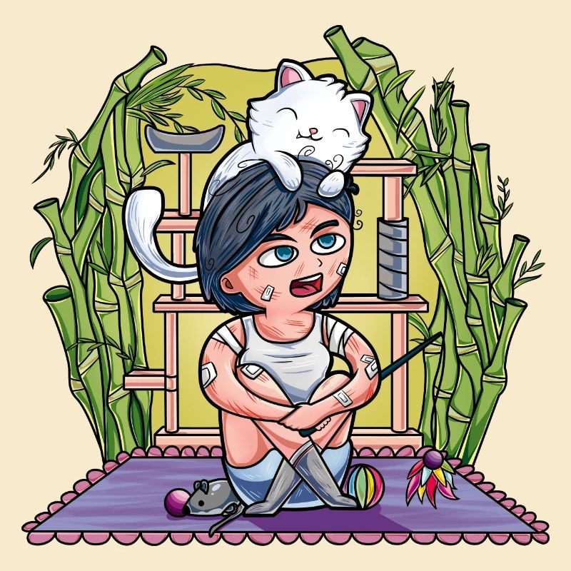 Mädchen / Frau mit ihrer Katze