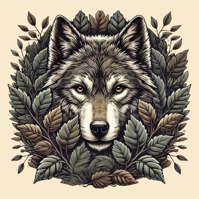 Mysterious wolf in the forest