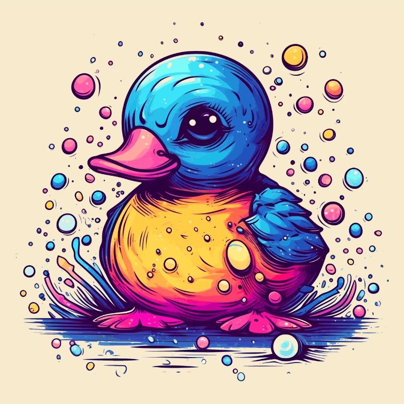 Eine bunte gefiederte Ente oder Erpel mit Schnabel