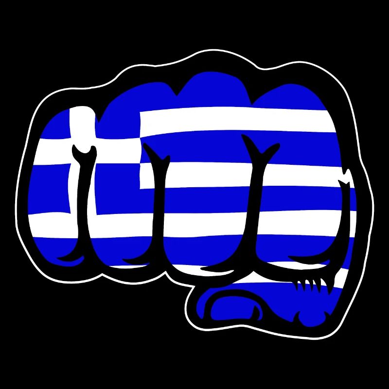 Grèce drapeau main poing