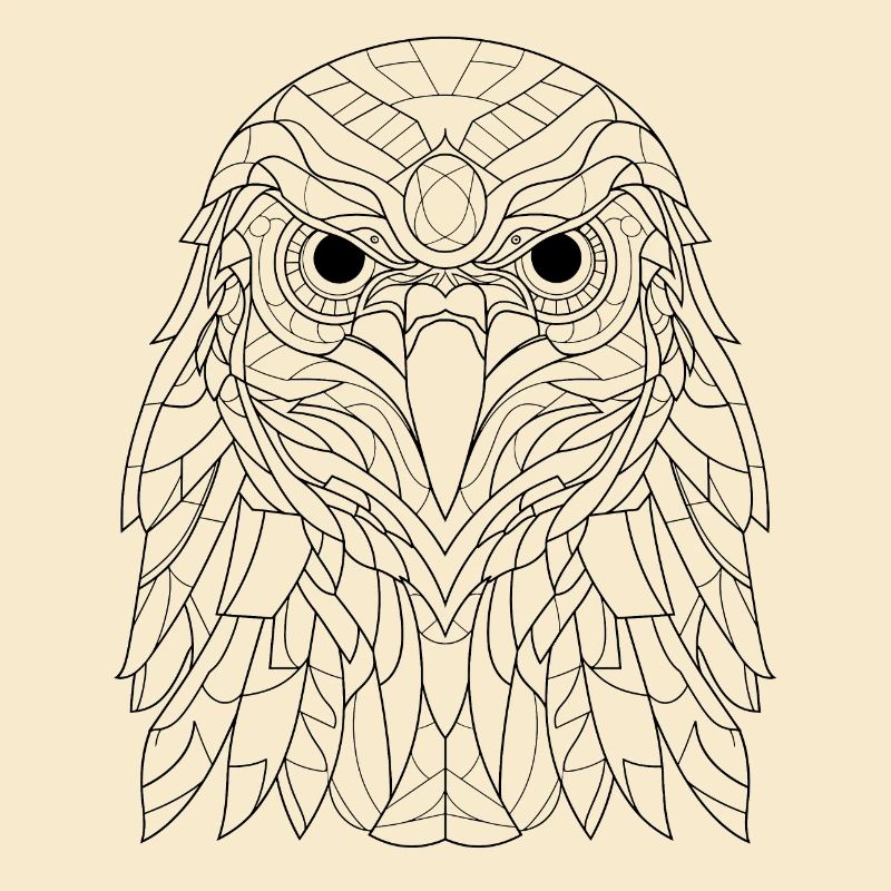 Abstract Hawk Essence: Line Art Interpretation