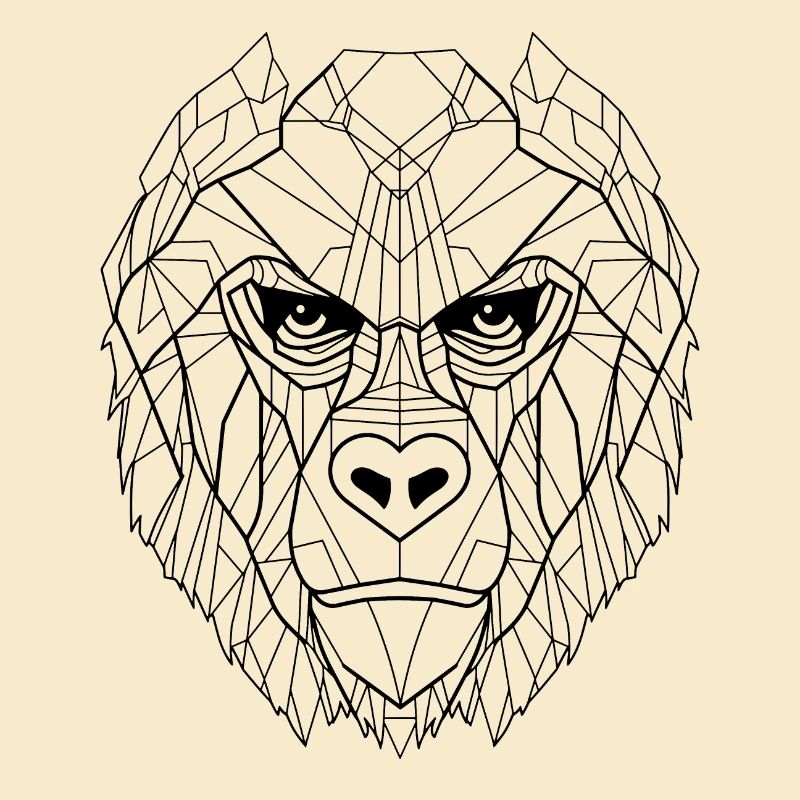 Geometric Gorilla Portrait: Angular Artistry
