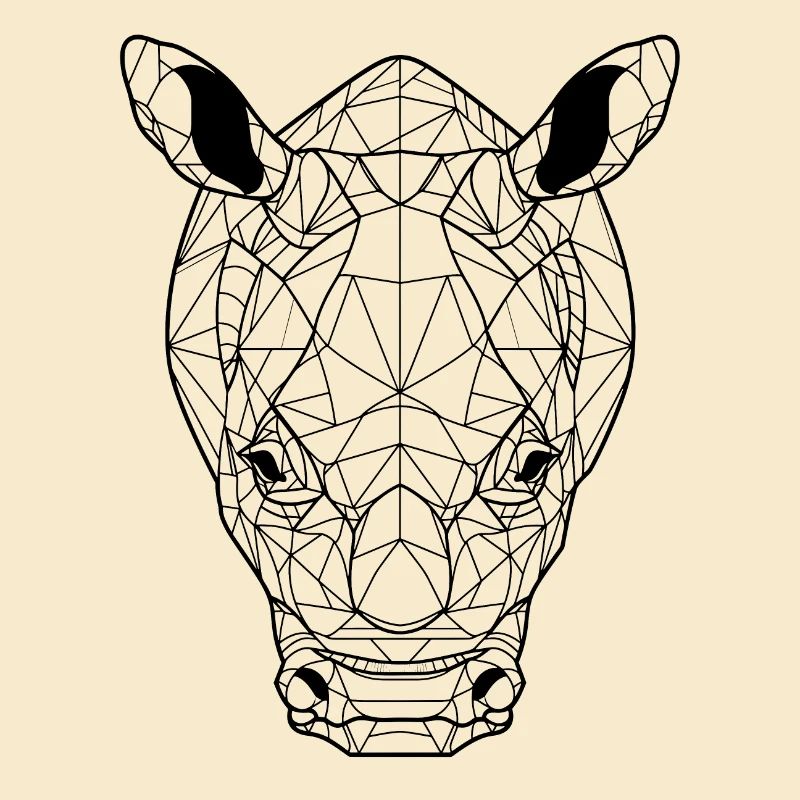 Geometric Rhinoceros Head: Angular Artwork