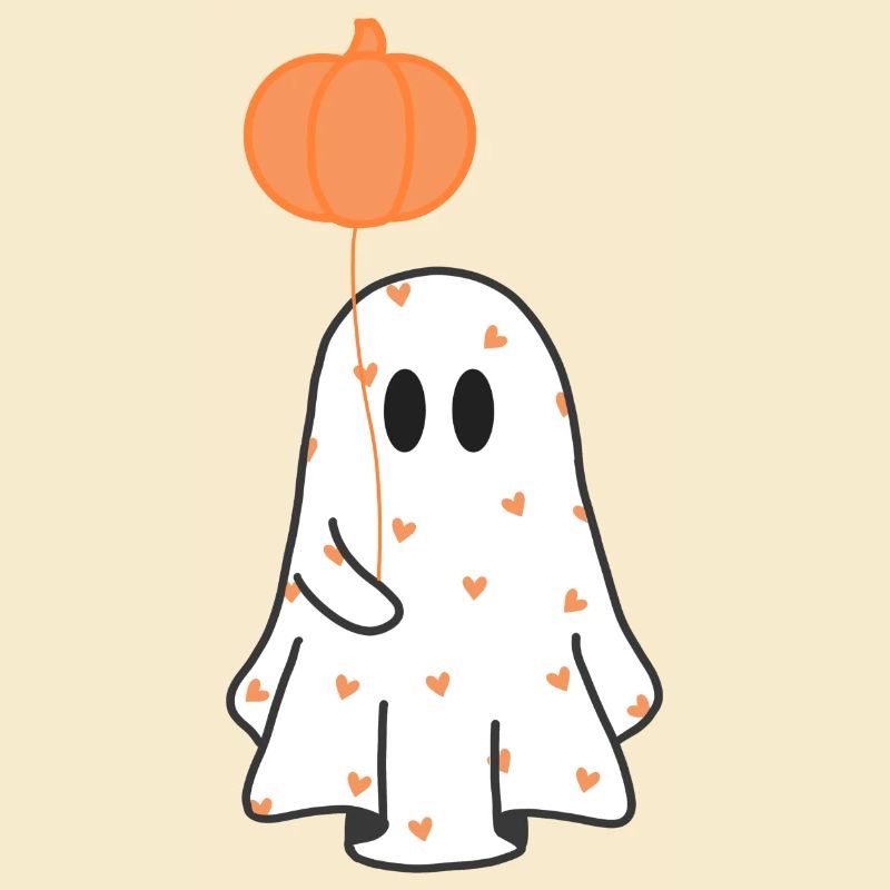 Cute Heart Ghost