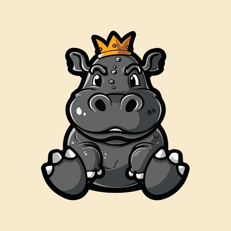 Nilpferd Comic Krone