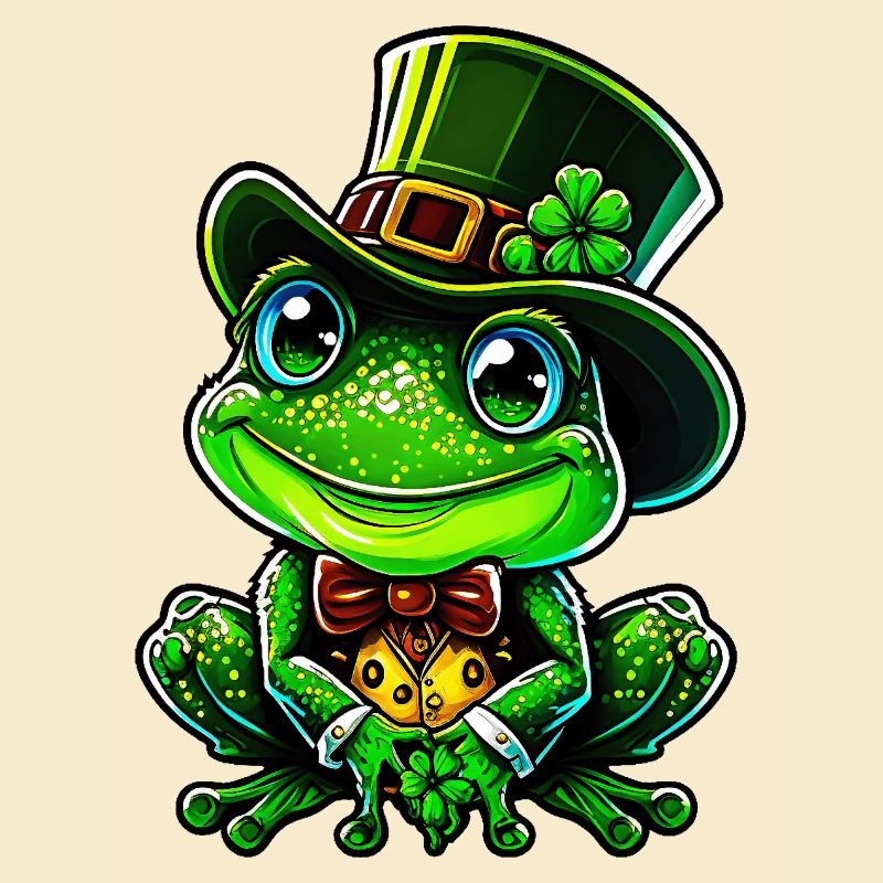 Grenouille joyeuse avec chapeau haut de forme de la Saint-Patrick