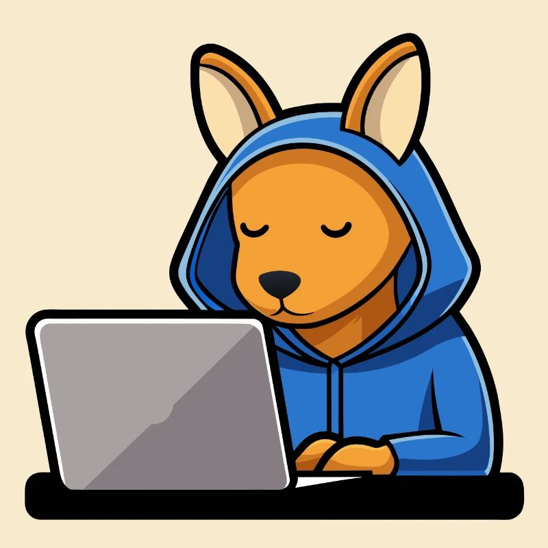 Mignon hacker kangourou en sweat à capuche devant PC