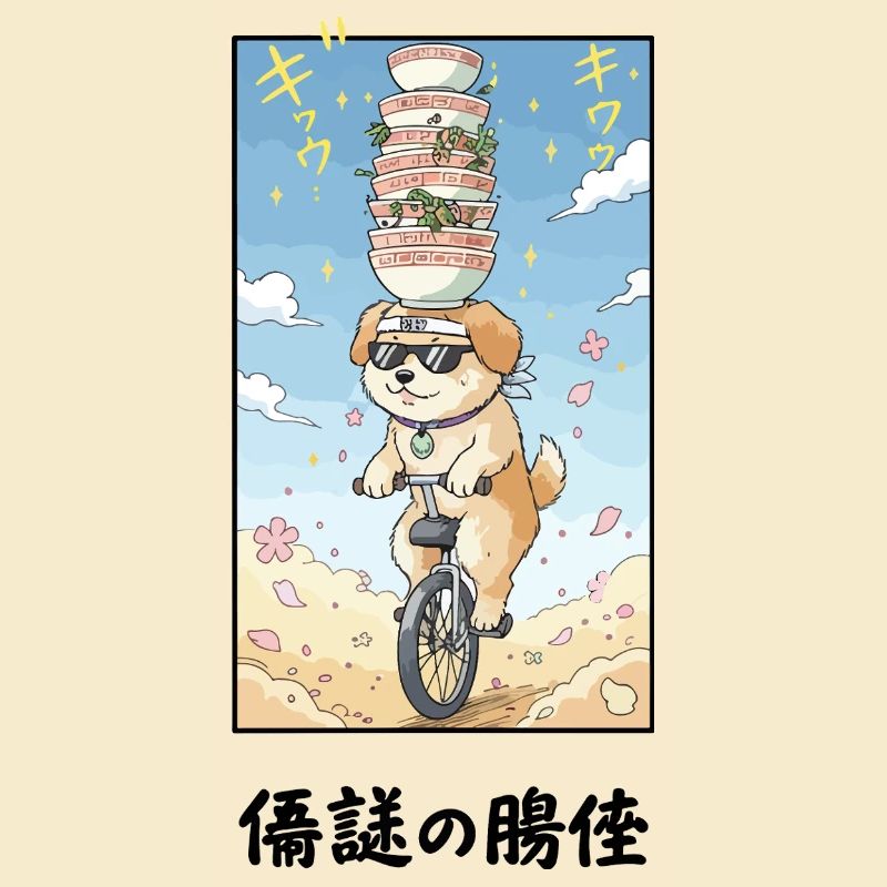 Noodle Stack Pup on Unicycle