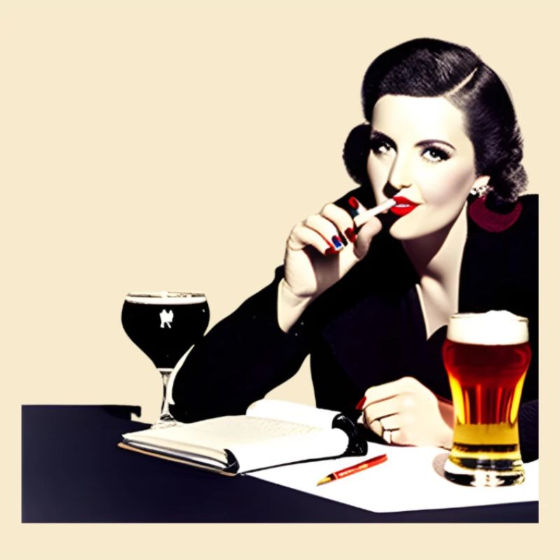 Frau mit Zigarette und Bier