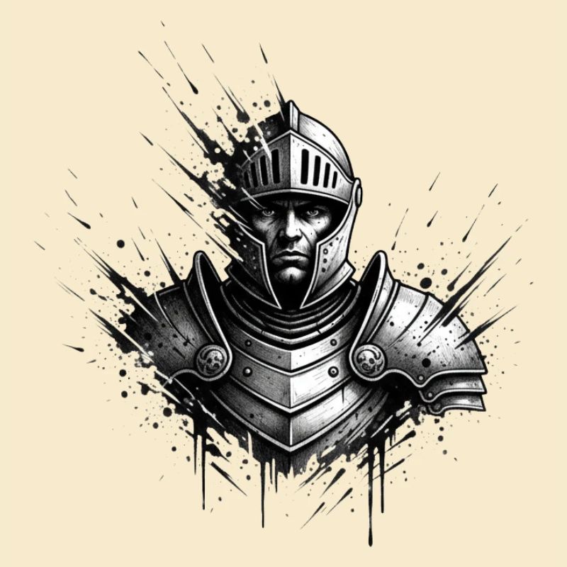 Chevalier d’acier dans le style des éclaboussures