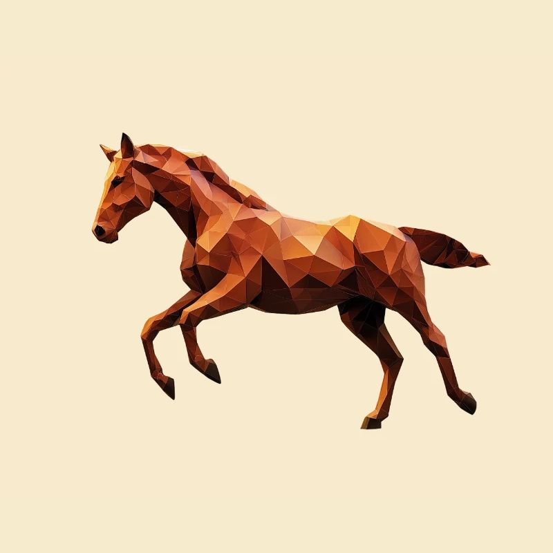 Brown Horse Low Poly Logo Design Fox