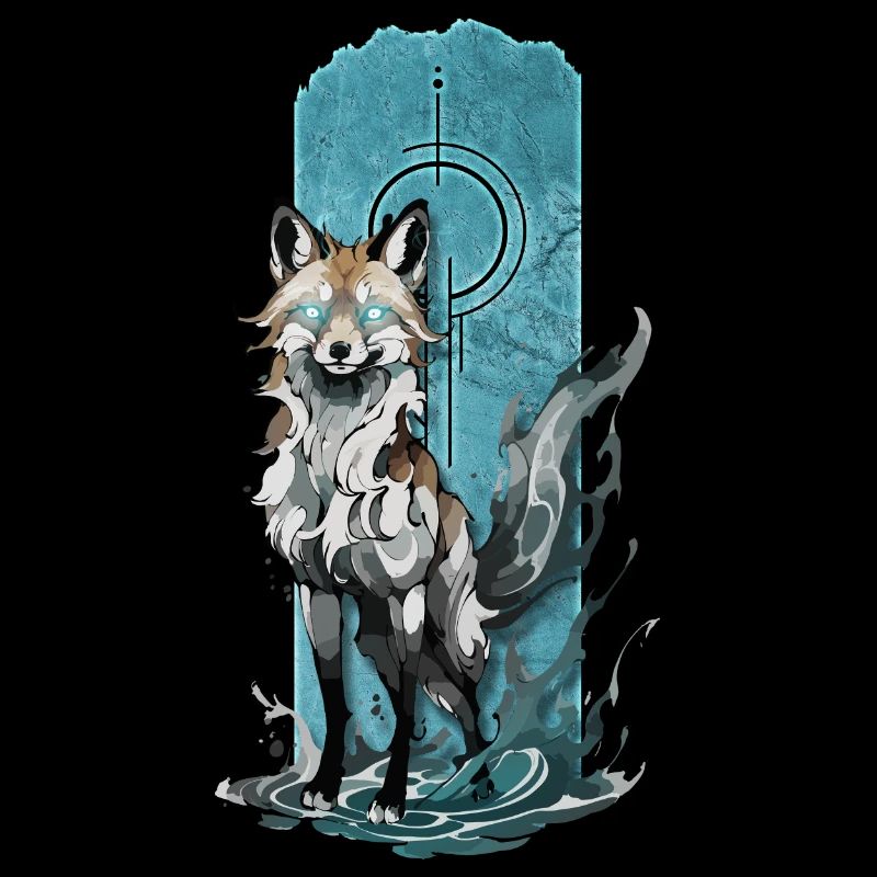 Ätherischer Fuchsgeist: Mystischer blauer Flammenfuchs