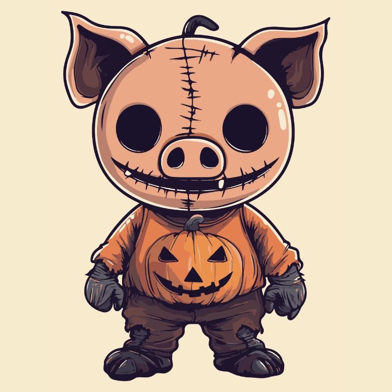 Pig Halloween Comic Funny