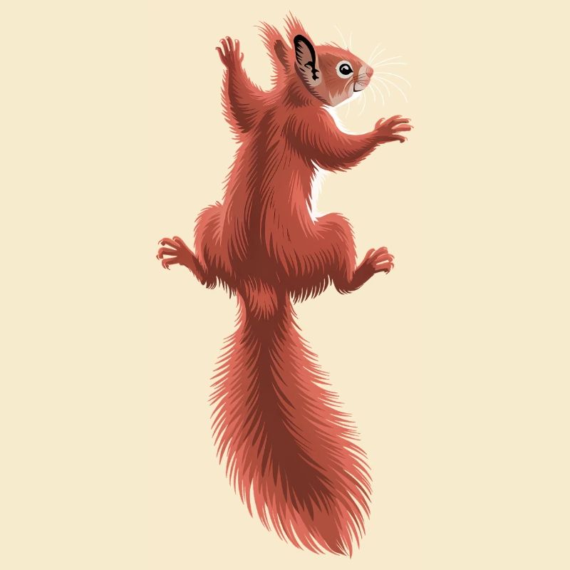 Cute climbing red squirrel