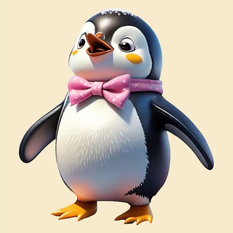 Pinguin Sandra sieht ihre Freunde