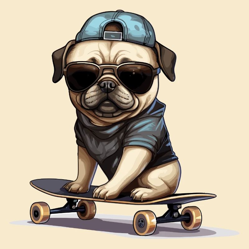 Skateboarding Mops für Skaters