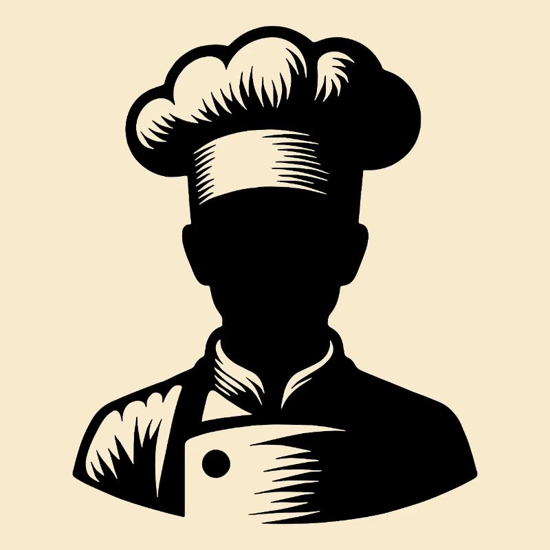 Chef and Kitchen Silhouette Portrait