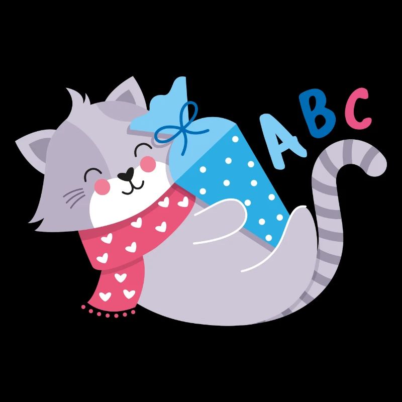 Chat avec cône d’école inscription à l’école