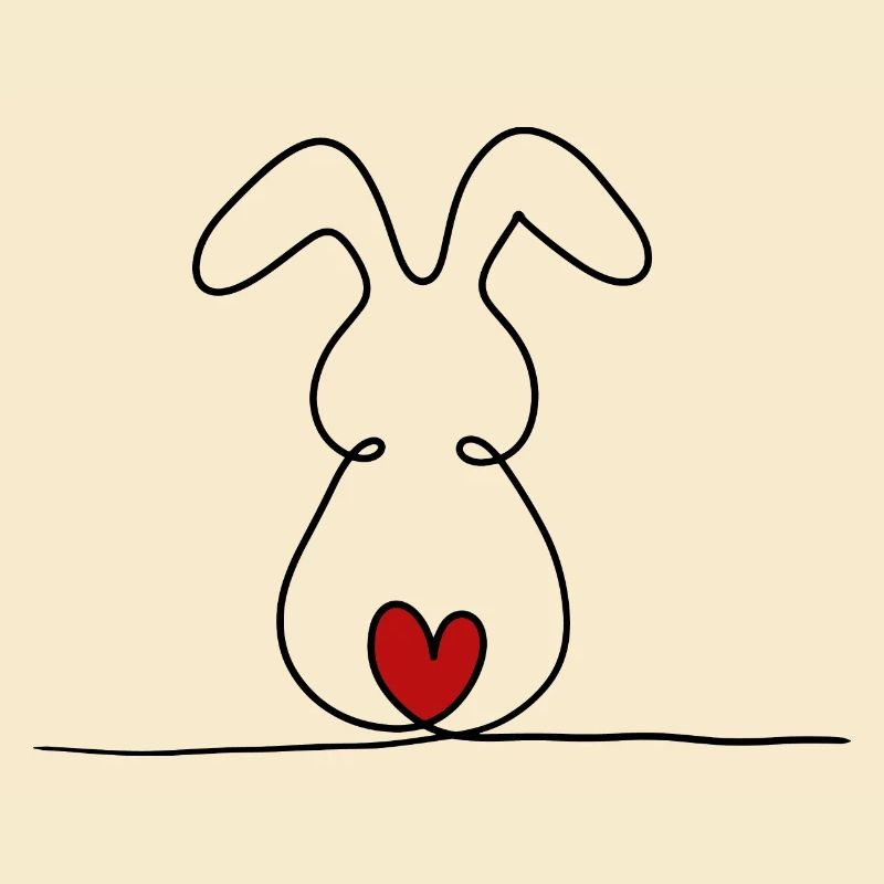 Lapin à une ligne avec queue rouge