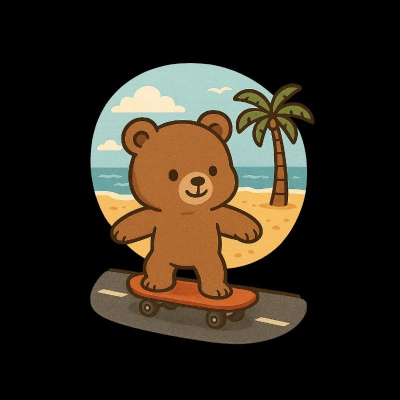 Teddybär auf einem Skateboard
