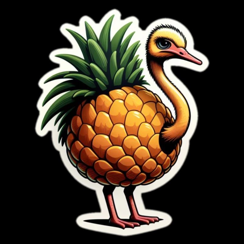 Vogelstrauß Ostrich in Ananas