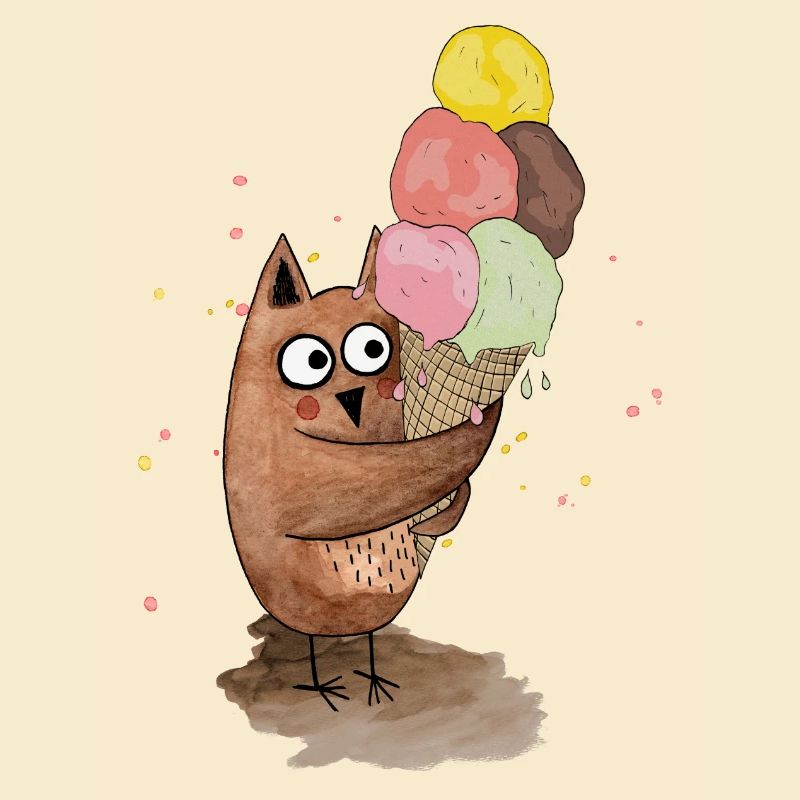 Eule mit riesigem Eis