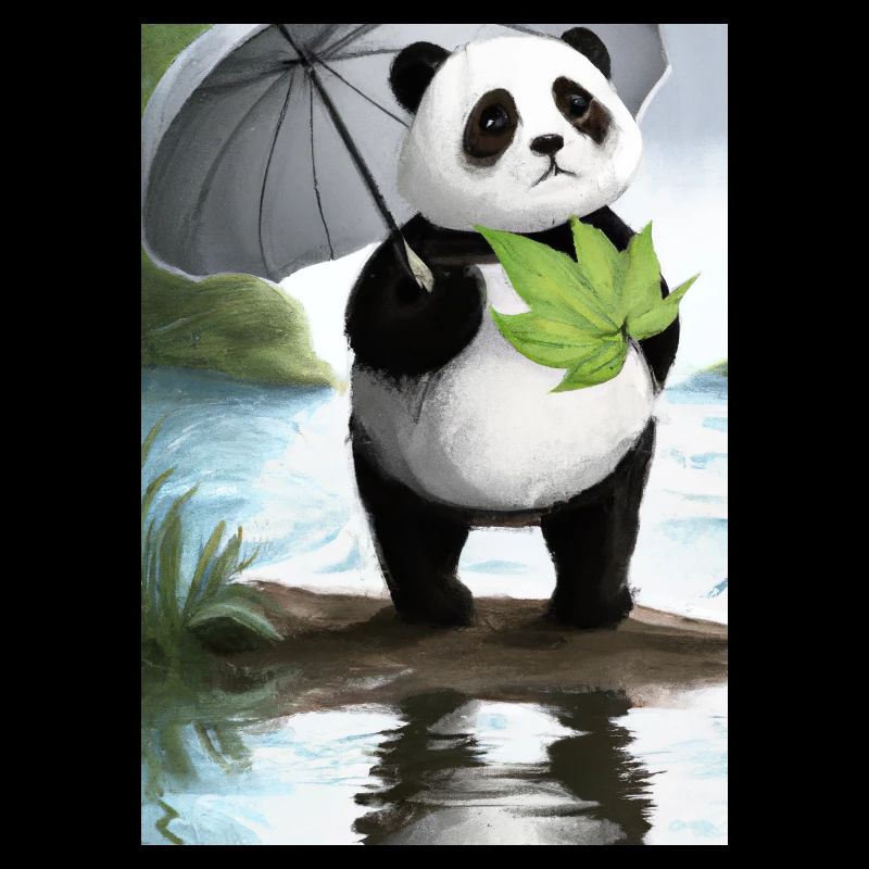 Panda mit Blattschirm