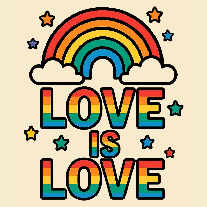 Bunter Regenbogen mit Liebesbotschaft