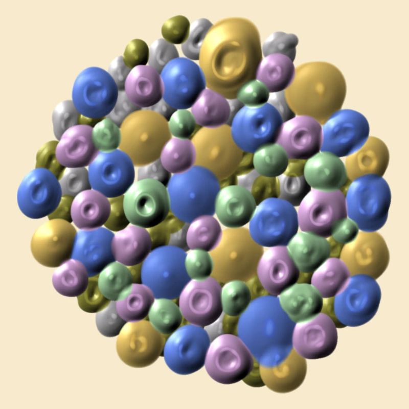 Structure moléculaire colorée aux couleurs pastel