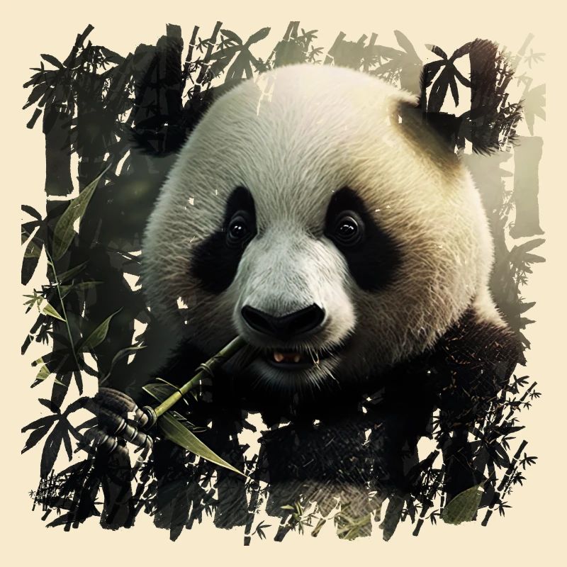Beau snacking de panda noir et blanc