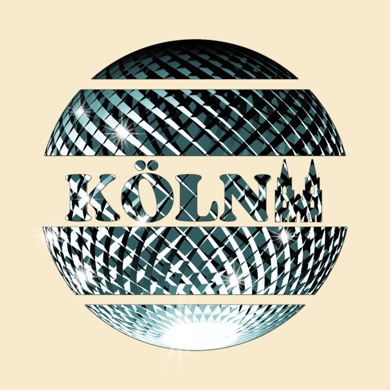 Cologne logo with platinum blue disco ball