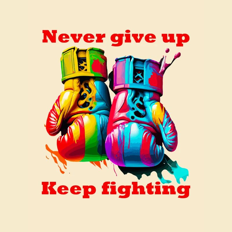 Never give up. Keep fighting. Boxing. Boxing Gloves