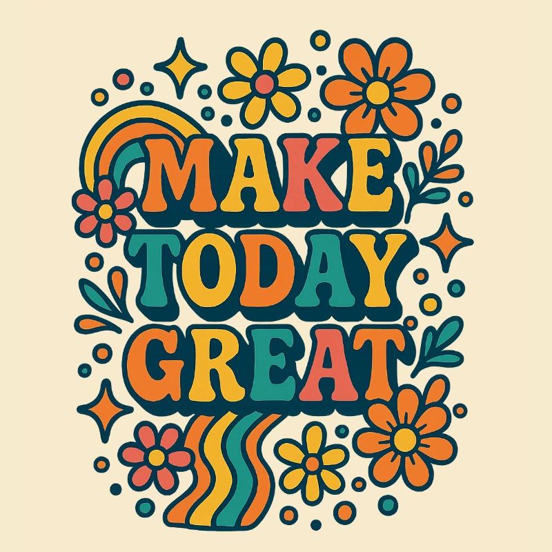 Make Today Great - Conception de fleurs rétro colorées