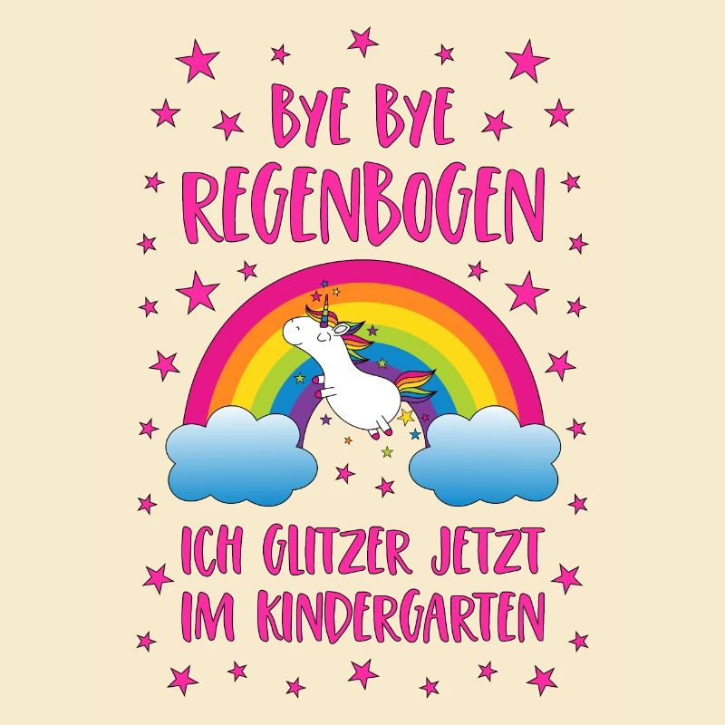 Einhorn Bye Bye Regenbogen Kindergarten Glitzer