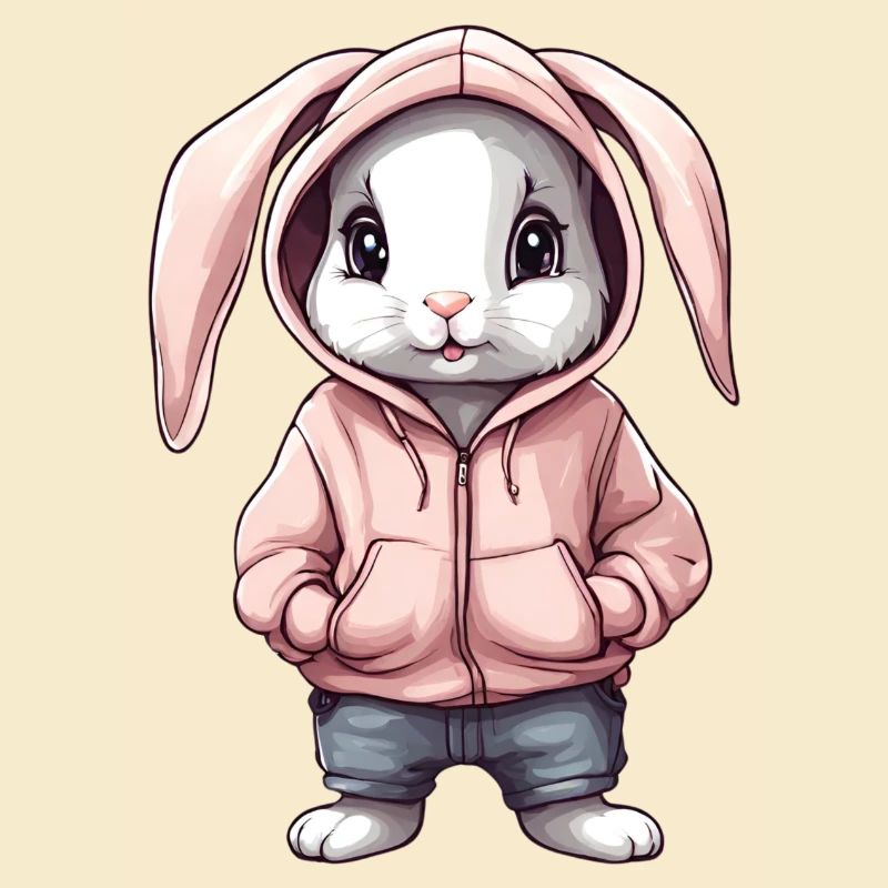 Lapin mignon avec pull hoddie