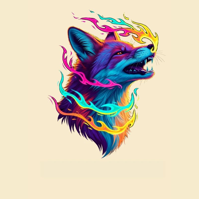 Neon Wolf Flame Spell
