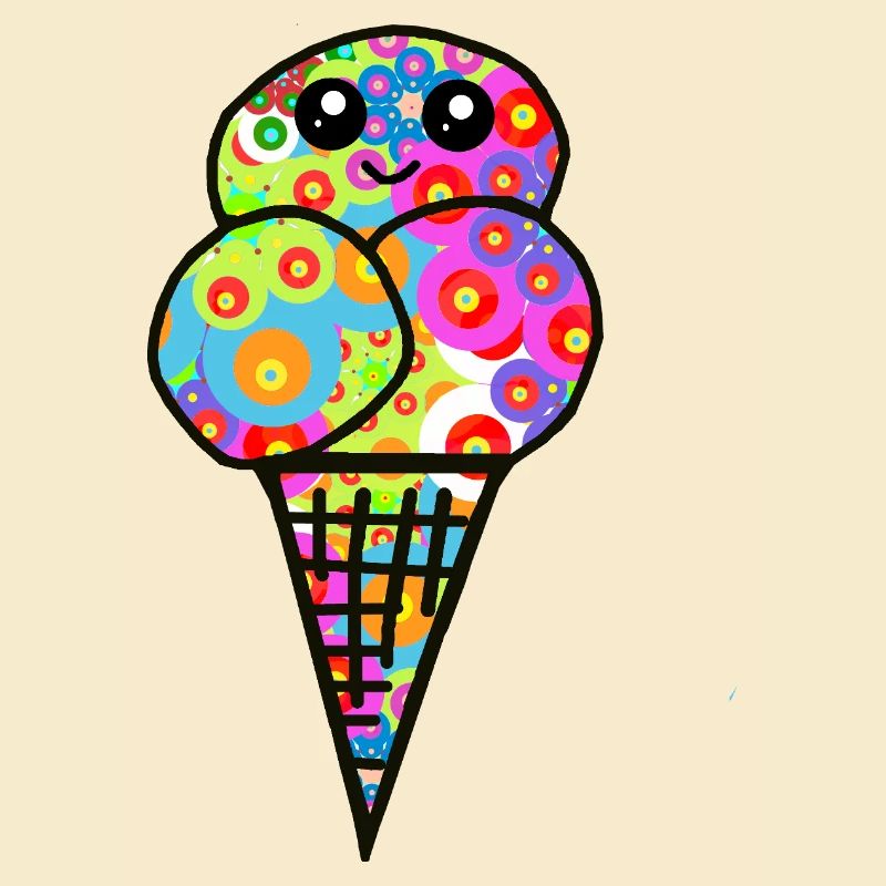 Buntes Blüten-Eisdesign Eiscreme Retro 60er