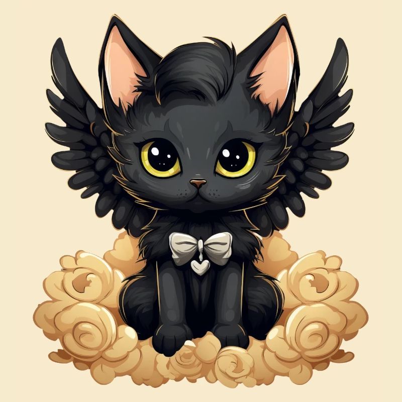 Dark Emo Gothic Angel Cat – Distinctif