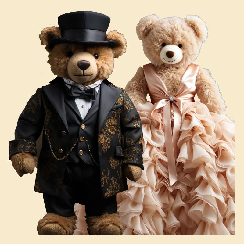 Deux ours en peluche nouvellement mariés