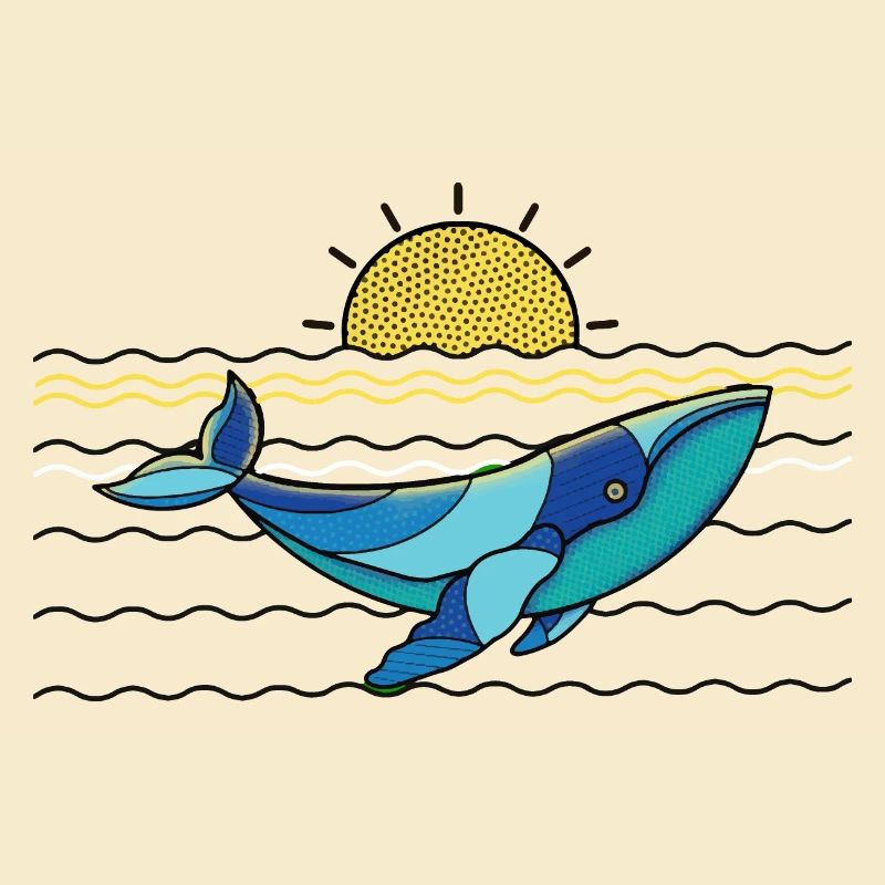 Stilisierter Wal im Meer