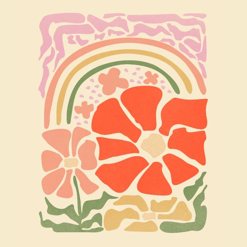 Floral Rainbow Statement Retro Style