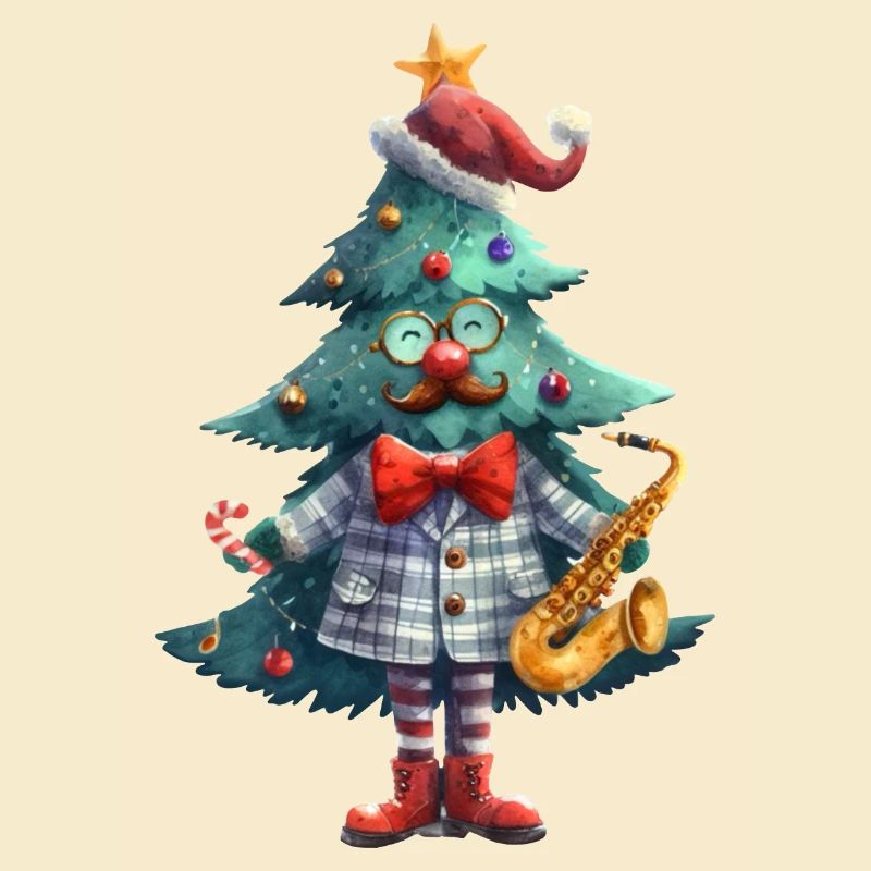 Mr.Tree, witziger Weihnachtsbaum Mann mit Saxophon