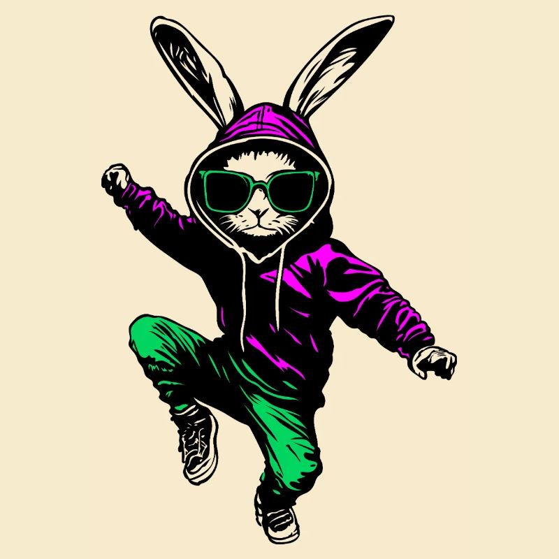 Cool bunny Easter bunny in jogger with sunglasses