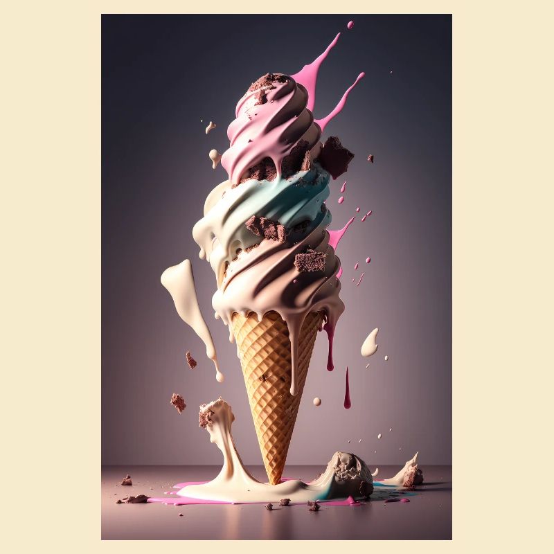 Cornet de crème glacée mangeant des bonbons sucrés restauration rapide