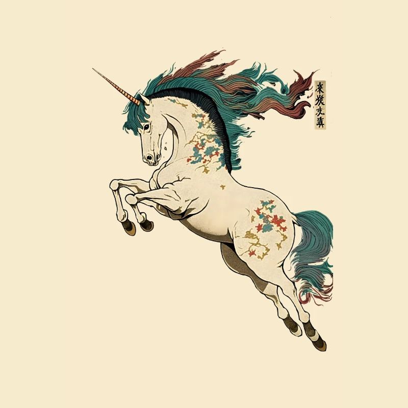 Einhorn in Ukiyo-e Stil