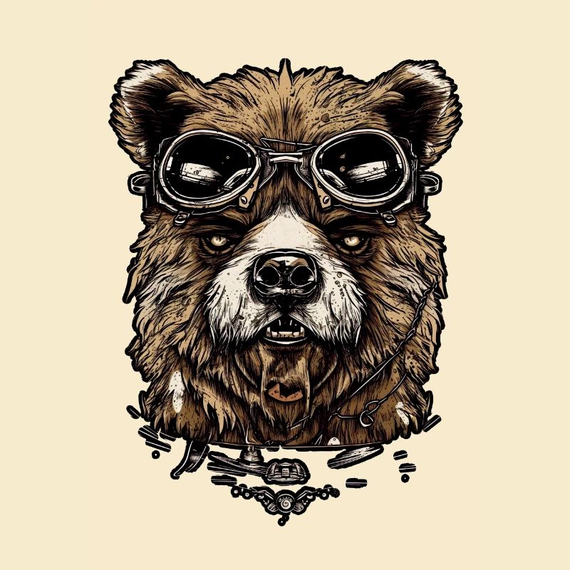 Wütender Bär Illustration auf einer flachen Farbe