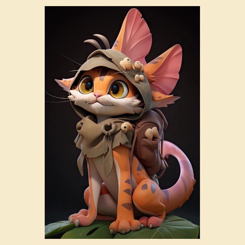 Dino Kitty : Adorable dessin d’un chat cosplay